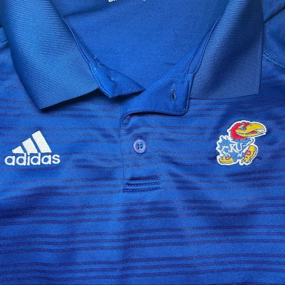 ADIDAS KANSAS JAYHAWKS BASKETBALL POLO JERSEY SIZE MEDIUM